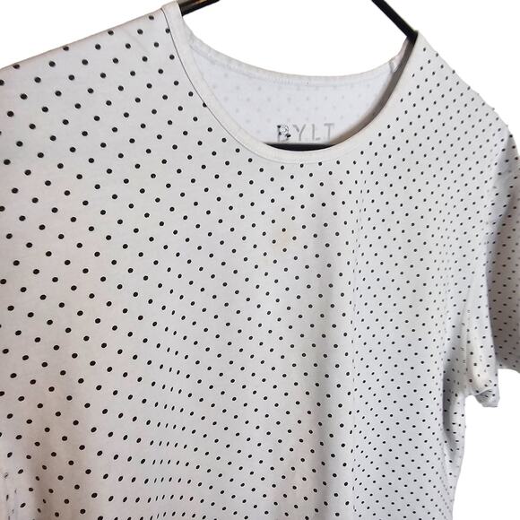 BYLT Drop Cut Lux Bylt Shirt Polka Dot Shirt Men L White Black Athletic Shirt - Picture 6 of 7